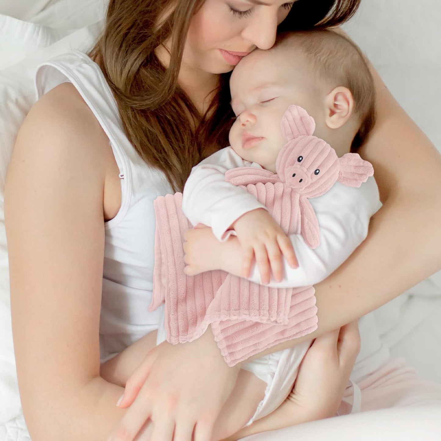 Skiennix Baby Security Blanket - Soft Pig Lovey Snuggle Toy for Newborns | Pink 15 Inch