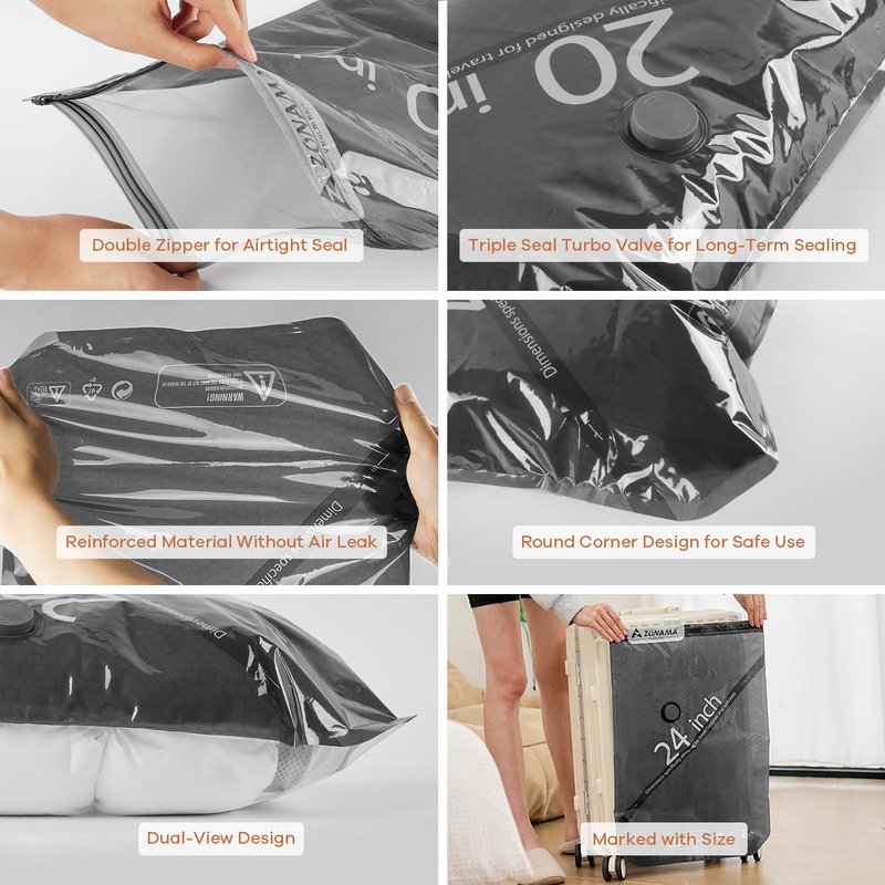 Vacuum Storage Bags for Travel with Wireless Rechargeable Air Pump, 16 Pack Travel Essentials Space Saver Compression Bag for Luggage, Suitcase, Backpack, Vacuum Seal Bags for Home Storage Clothing