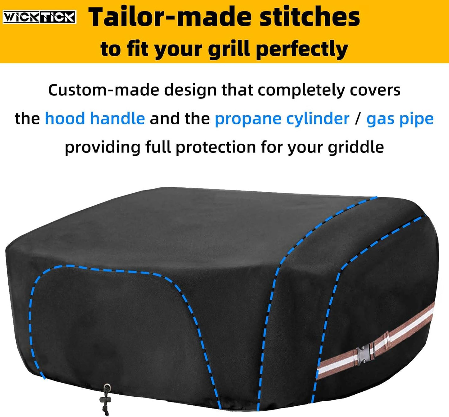 WICKTICK Griddle Cover - Heavy Duty Waterproof 600D for 17-Inch Blackstone Griddle | Full Coverage BBQ Protection