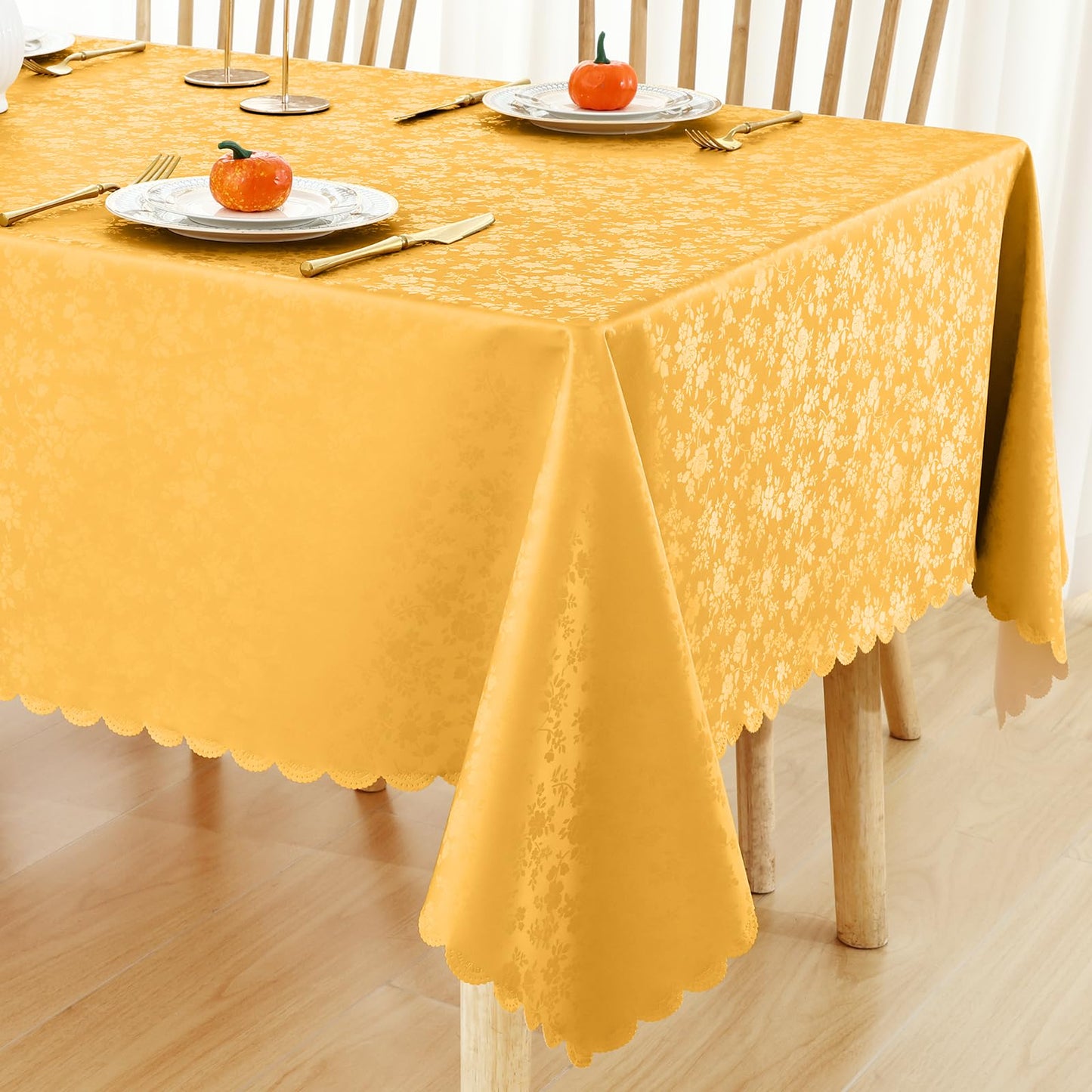 Smiry Square Table Cloth, Waterproof Heavy Duty Vinyl Tablecloths, Wipeable Washable Table Cover for Kitchen and Dining Room (Mustard Yellow, 54" X 54")