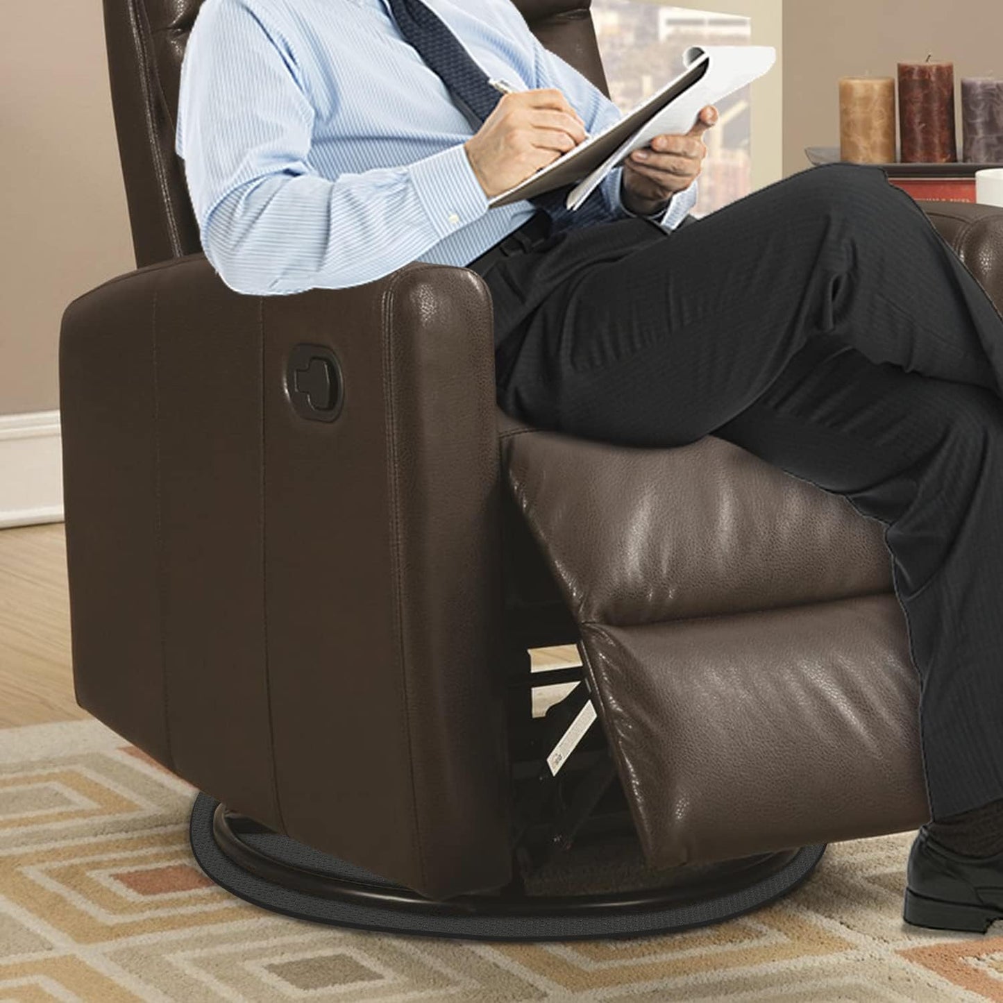 Skiennix Recliner Pads - Non-Slip Furniture Protectors for Hardwood Floors | Black, Pack of 1