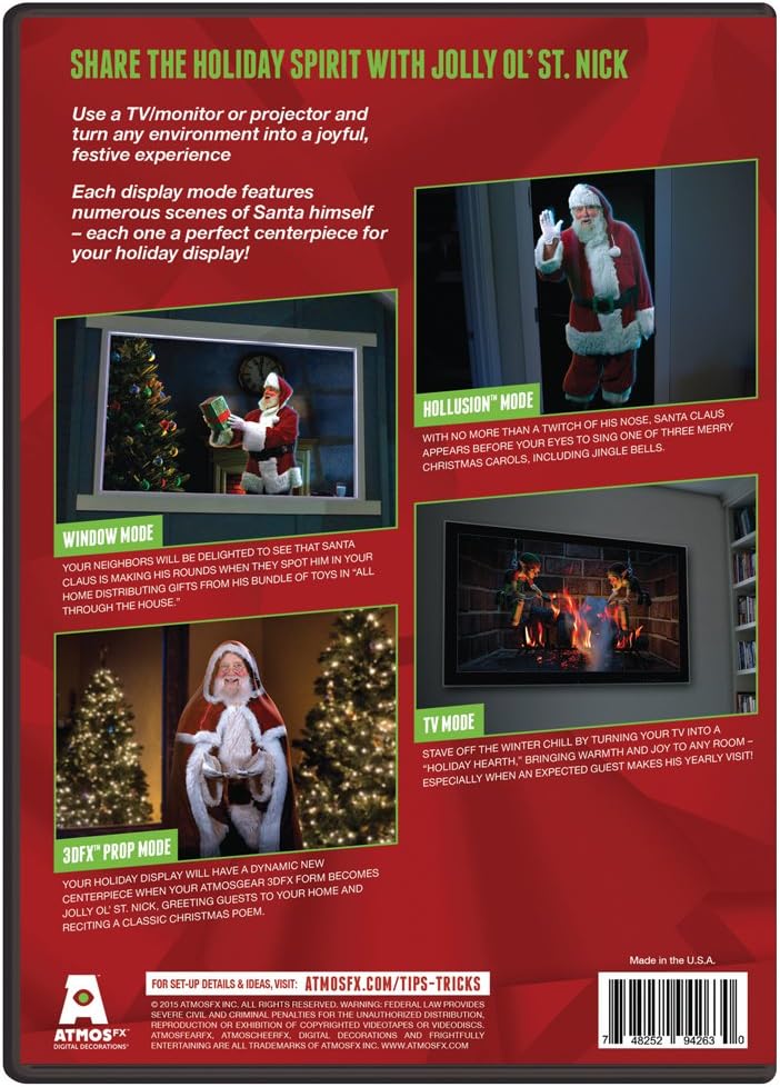 AtmosFX Christmas Digital Decorations DVD - Night Before Christmas Holiday Projector