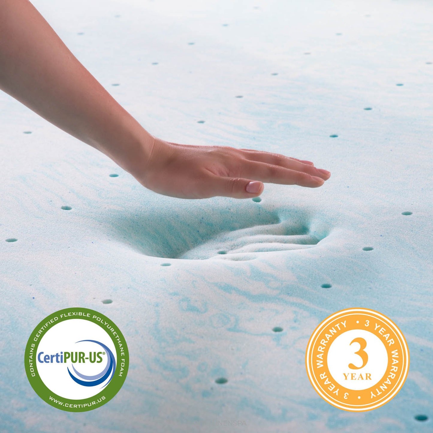 LINENSPA 2 Inch Gel Swirl Memory Foam Mattress Topper – Cooling Gel Infused – Pressure Relieving – CertiPUR Certified - Twin