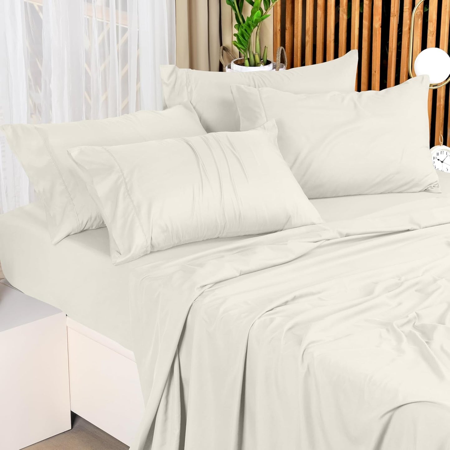 Utopia Bedding Queen Size Sheet Set - Soft, Breathable Microfiber - 4-Piece Ivory Set with Fitted Sheet, Flat Sheet & Pillowcases