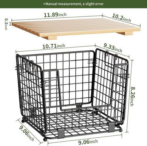GGIU Wire Storage Basket - Stackable Kitchen Pantry Organizer for Produce, Vegetables & Onions - Black