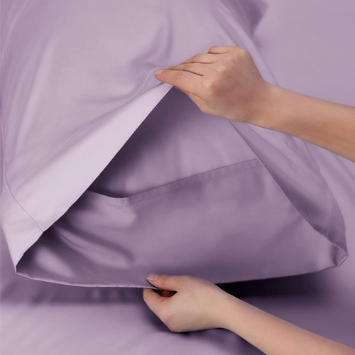 Bedsure Cooling Bed Sheets - Breathable Rayon from Bamboo, Deep Pocket Up to 16 Inches, Lilac