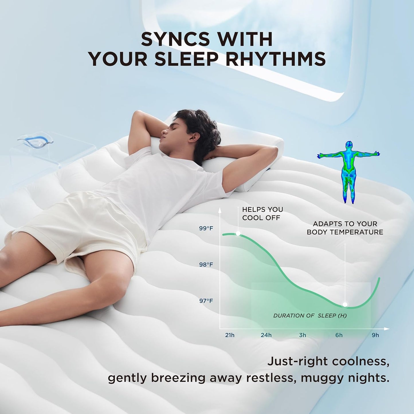 Bedsure Cooling Mattress Pad Queen Size - Soft & Fluffy Mattress Topper with 8-21 Inches Deep Pocket, Breathable Pillow Top Bed Cover, White