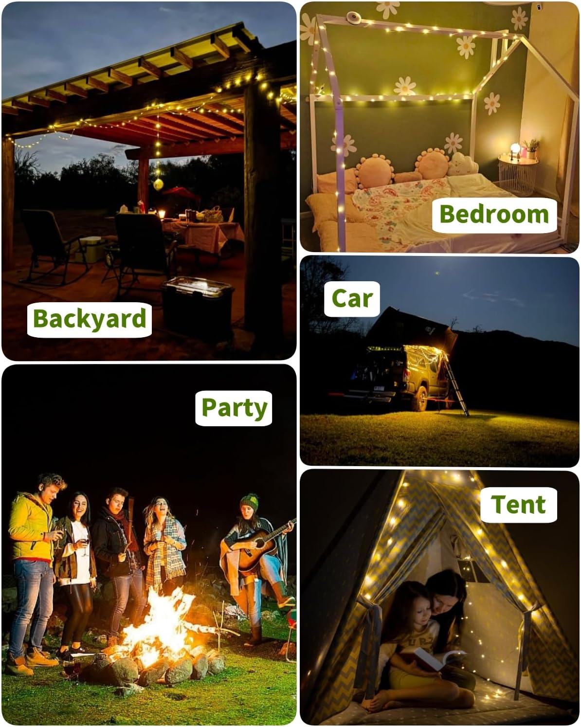 Skiennix Solar Camping String Lights - 39.4 FT Waterproof Fairy Lights with 8 Lighting Modes | Portable LED Lantern for Outdoor Parties