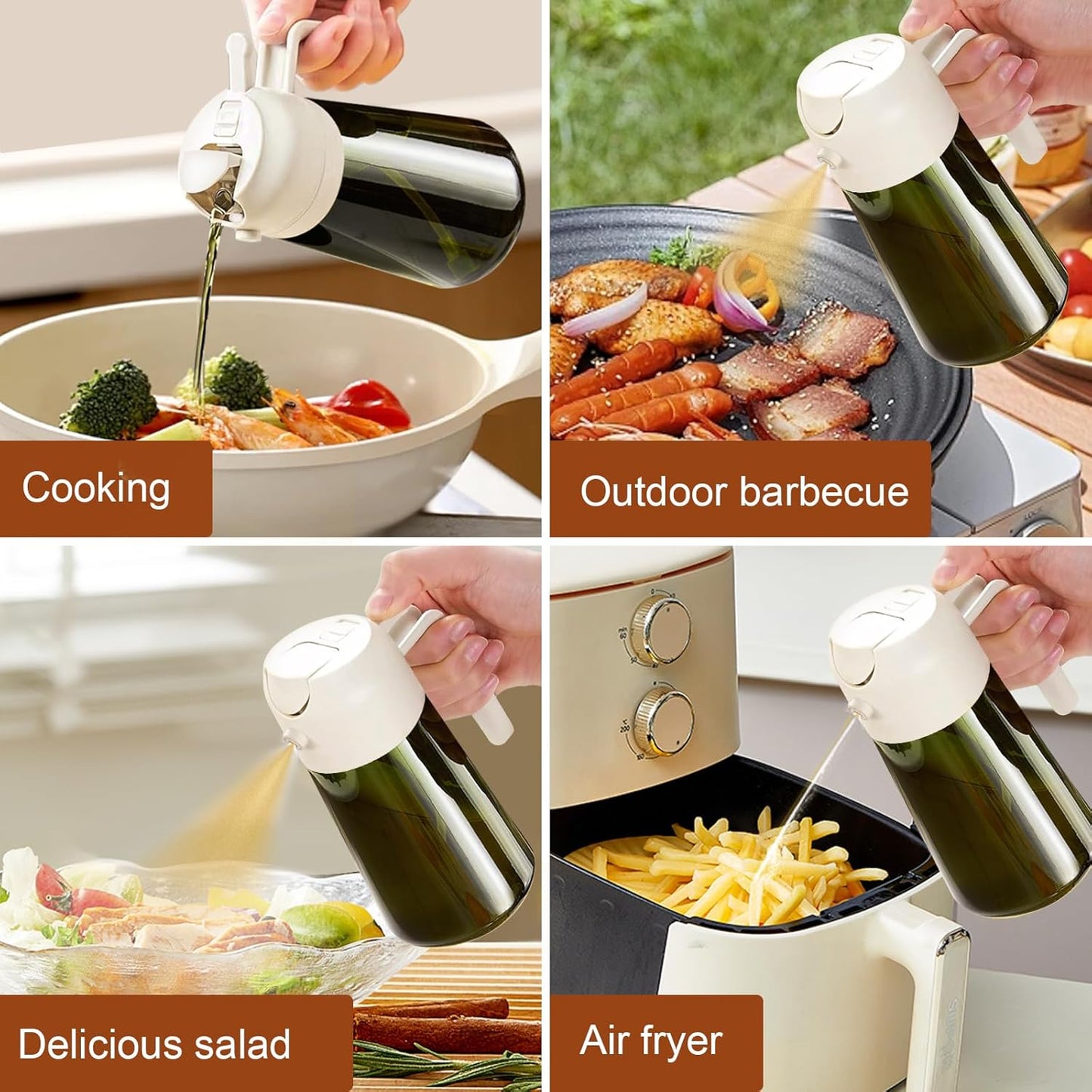 YARRAMATE Light-Blocking Dark Oil Sprayer - 16oz Premium Olive Oil Dispenser Bottle | Food-Grade Glass for Cooking