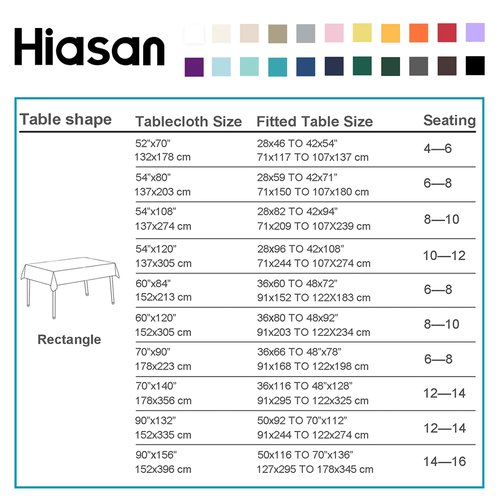 Hiasan Black Rectangle Tablecloth - 54 x 80 Inch - Waterproof & Wrinkle Resistant Washable Fabric Table Cloth for Dining, Party and Outdoor use