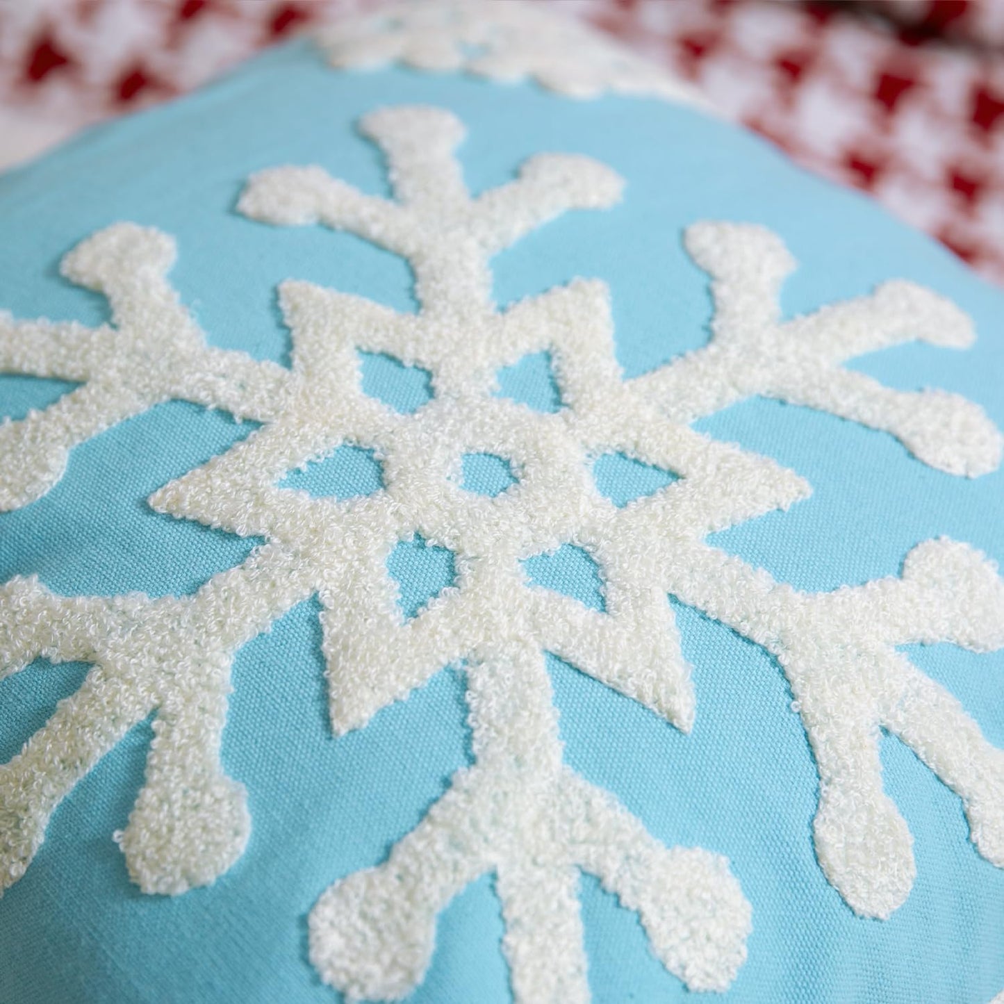 Christmas Snowflake Embroidered Throw Pillow Covers - 18x18 Cotton Linen, Set of 2