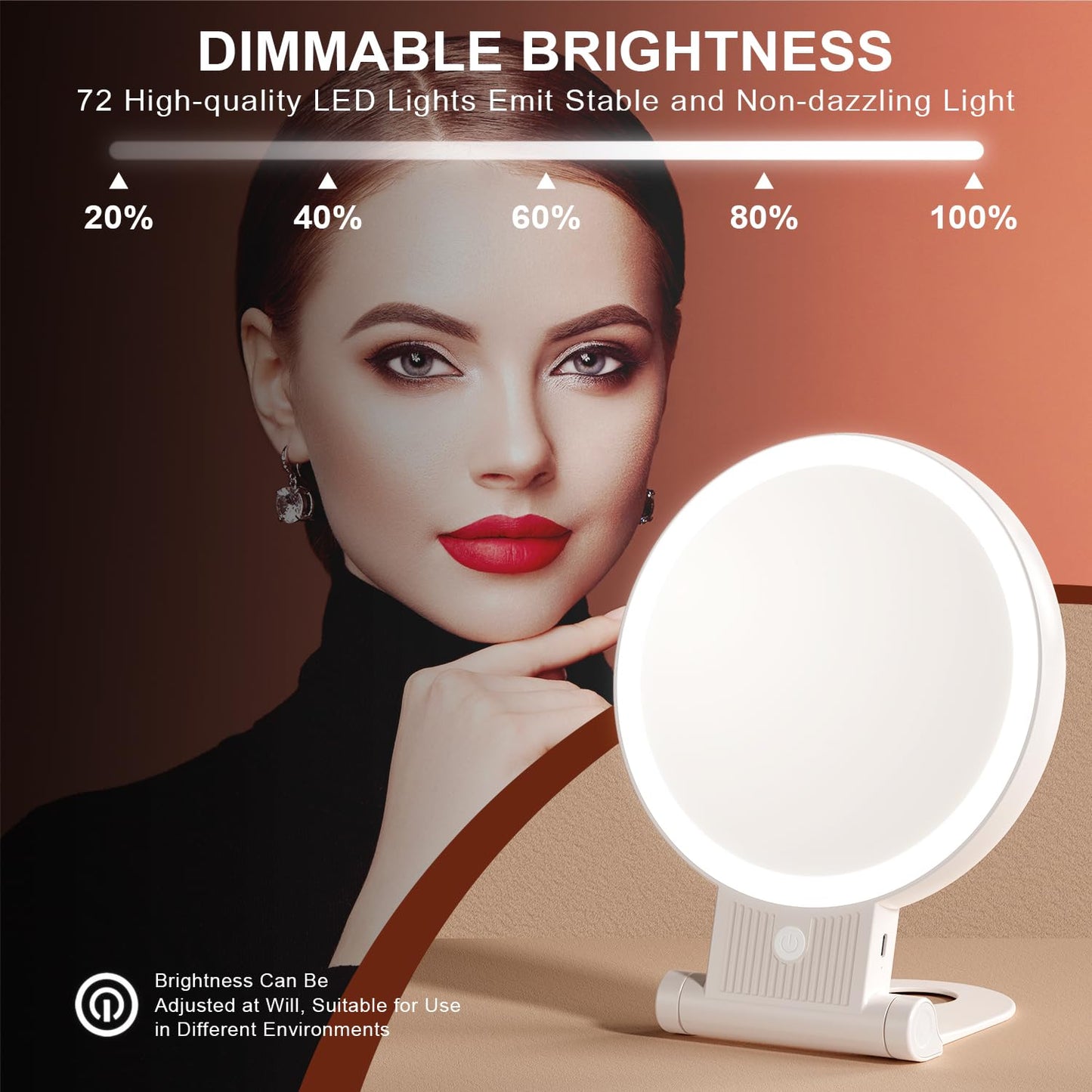 Auxmir 1X/ 30X Magnifying Mirror with Light, Double Sided Makeup Mirror with Adjustable Folding Handle, Lighted Vanity Mirror with Tweezer, Portable Tabletop Mirror for Travel Home