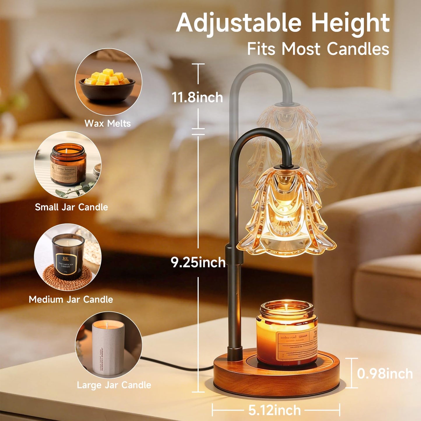 Vitelum Candle Warmer Lamp with Timer & Dimmer, Electric Wax Melter for Jar Candles, Safe Flameless Candle Warmer Light for Bedroom, Home Decor & Gift