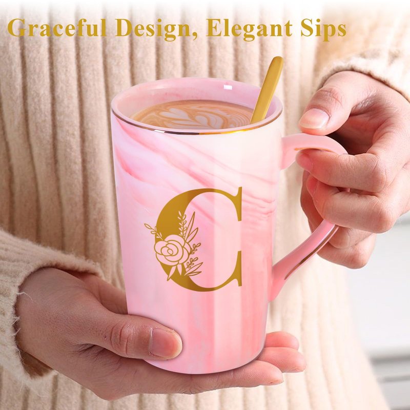 Personalized Ceramic Coffee Mug with Lid Tea Cup Girlfriend Gf Gifts Future Mrs Her Women Boyfriend 1 One Year Anniversary Meaningful Cute Romantic Christmas Xmas First Valentines I Love You More,C
