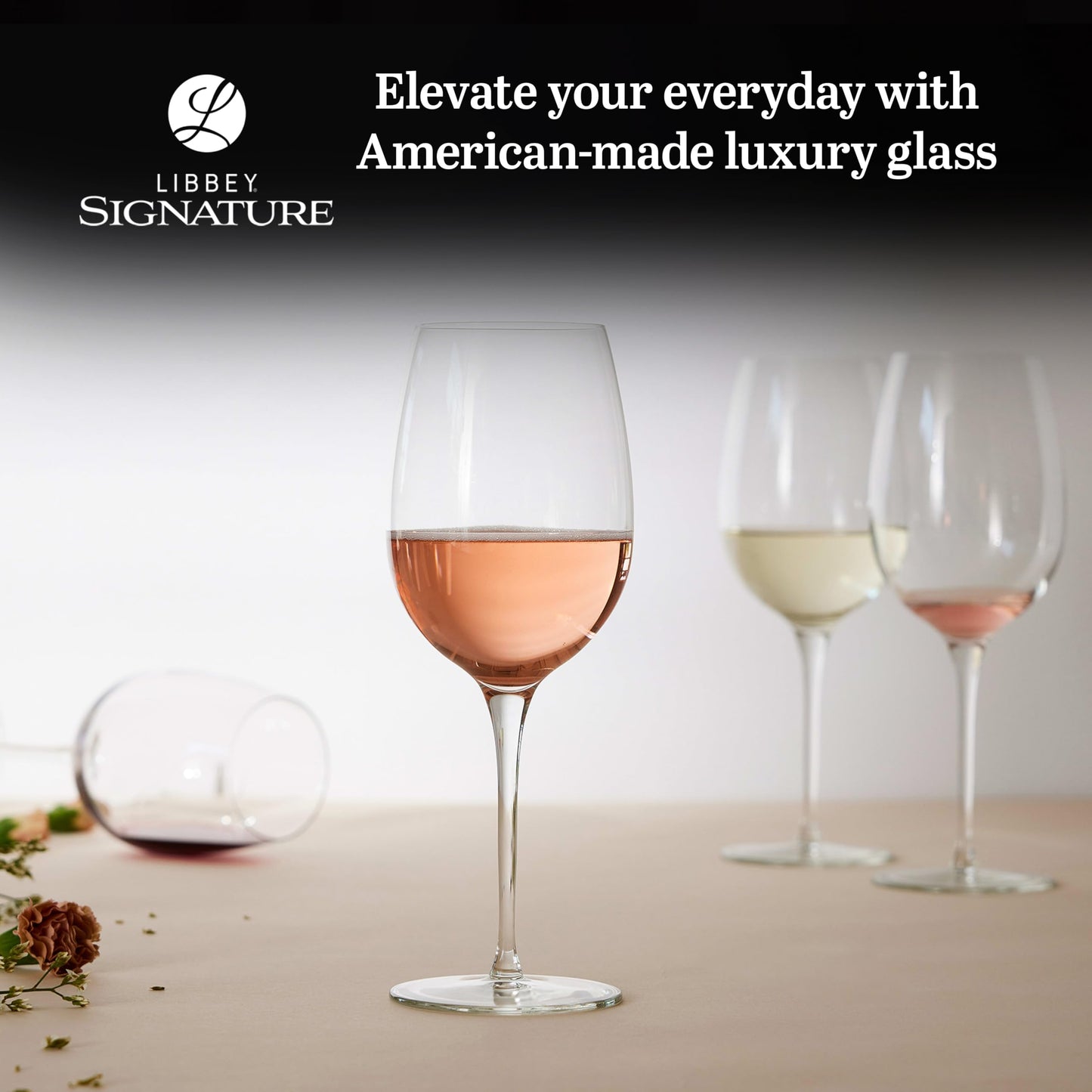 Libbey Signature Kentfield Estate All Purpose Wine Glasses Set of 4, Long Stem Wine Glasses for Red and White Wine, Perfect Glass Goblet Gift Set