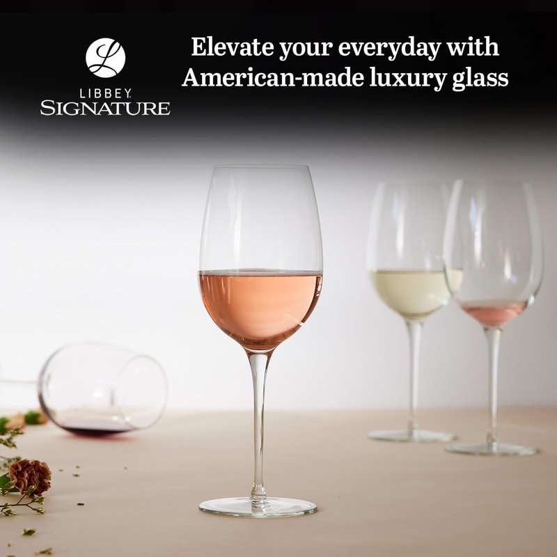 Libbey Signature Kentfield Estate All Purpose Wine Glasses Set of 4, Long Stem Wine Glasses for Red and White Wine, Perfect Glass Goblet Gift Set