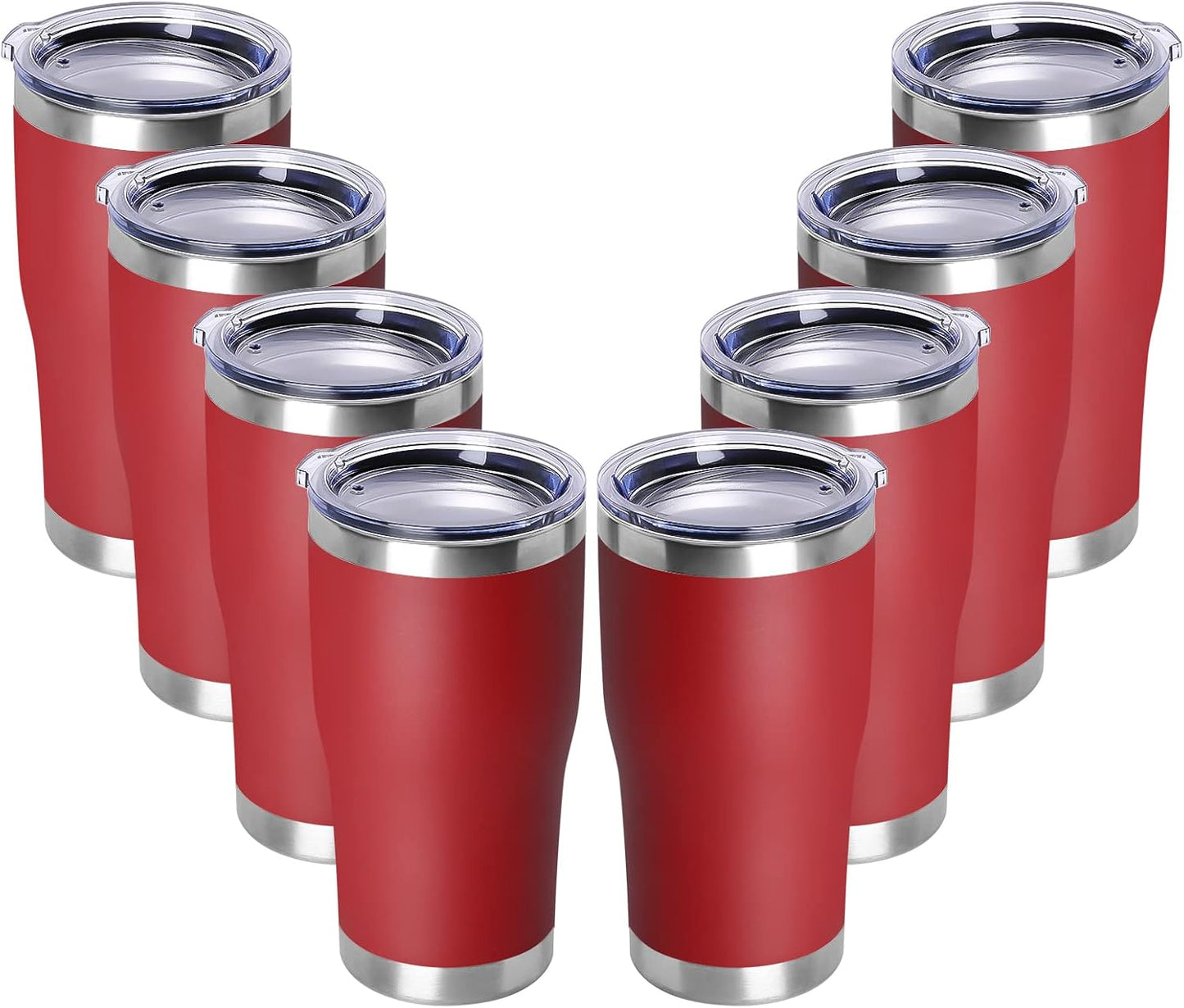 DOMICARE 20oz Tumbler with Lid Stainless Steel Tumblers Bulk, Double Wall Vacuum Insulated Coffee Travel Mug Powder Coated Tumbler, 8 Pack Purple
