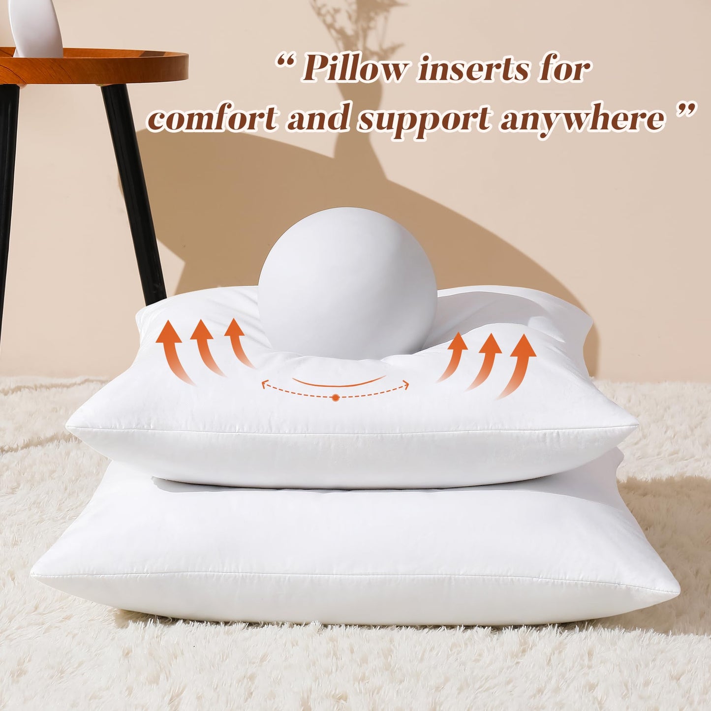 DOWNSTORIA 26x26 Euro Pillow Inserts Pack of 2, Natural Feather Down Pillows with 100% Cotton Cover
