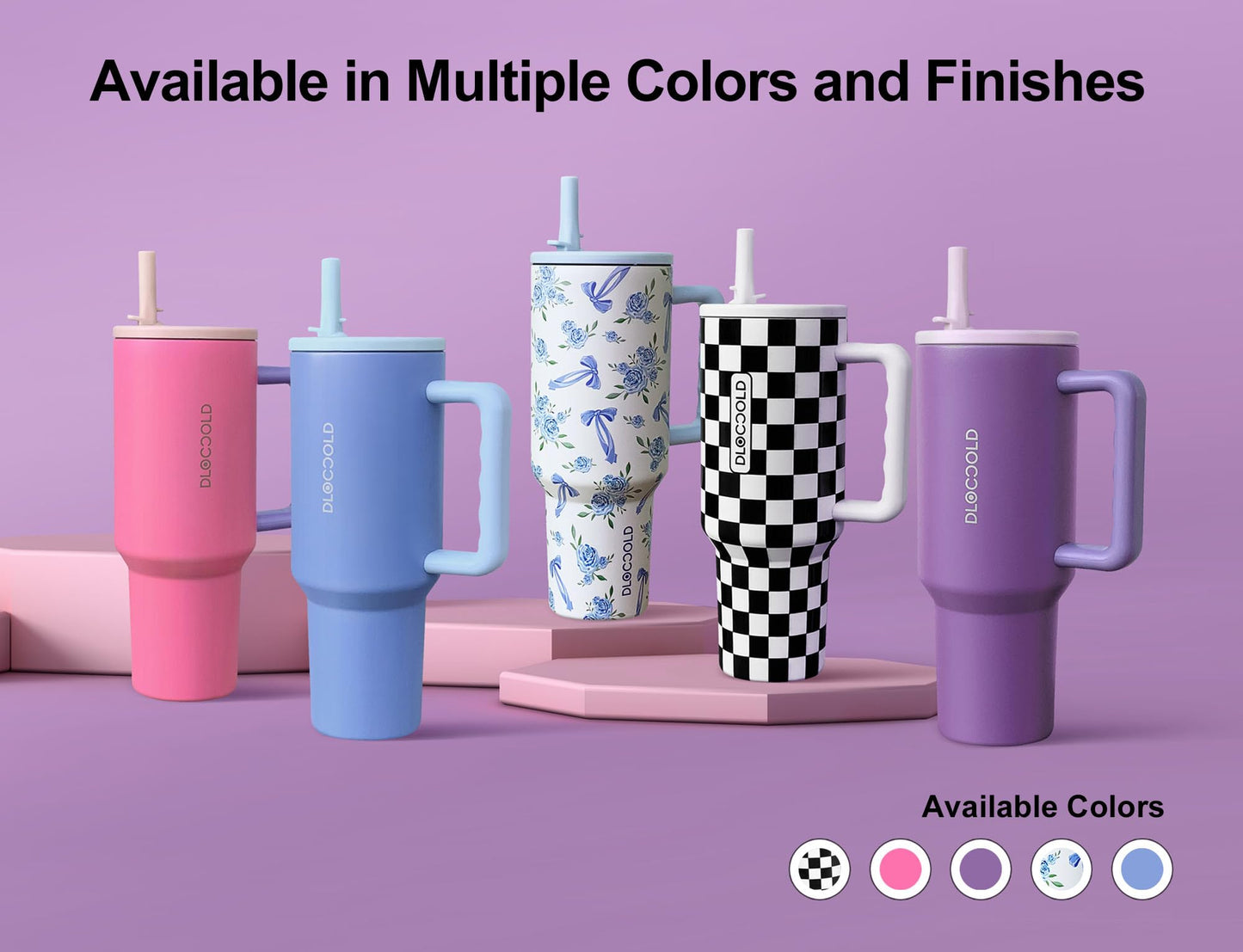 DLOCCOLD 40 oz Tumbler with Handle and Flip Straw, 100% Leak Resistant Leak-Proof Tumbler with Lid and Straw, Insulated Stainless Steel Travel Coffee Mug, Keeps Cold or Hot, Car Cupholder Friendly