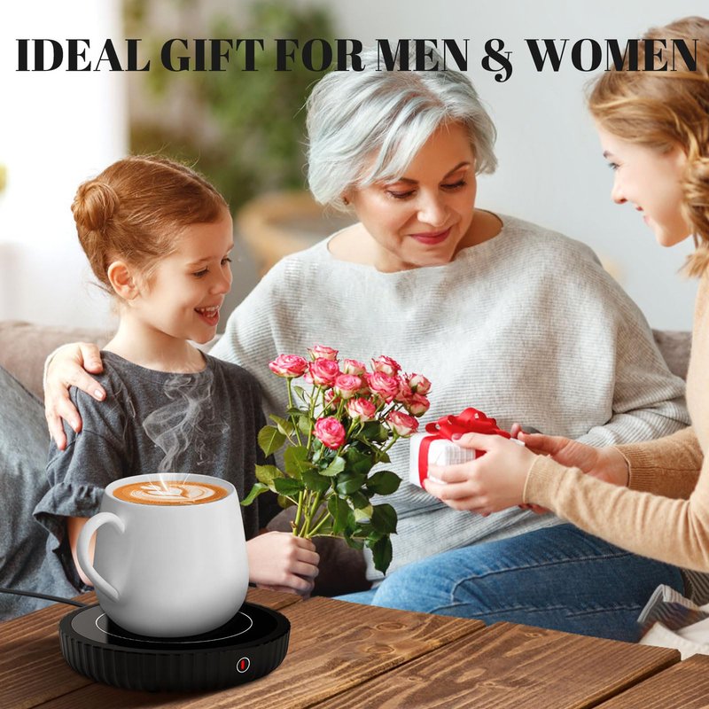 Mug Warmer, Coffee Mug Warmer with Three Temperature Settings, Auto Shut Off Coffee Warmer, Mug Warmer for Desk with Large Heating Plate, Easy to Clean Coffee Cup Warmer for Milk,Tea and Chocolate