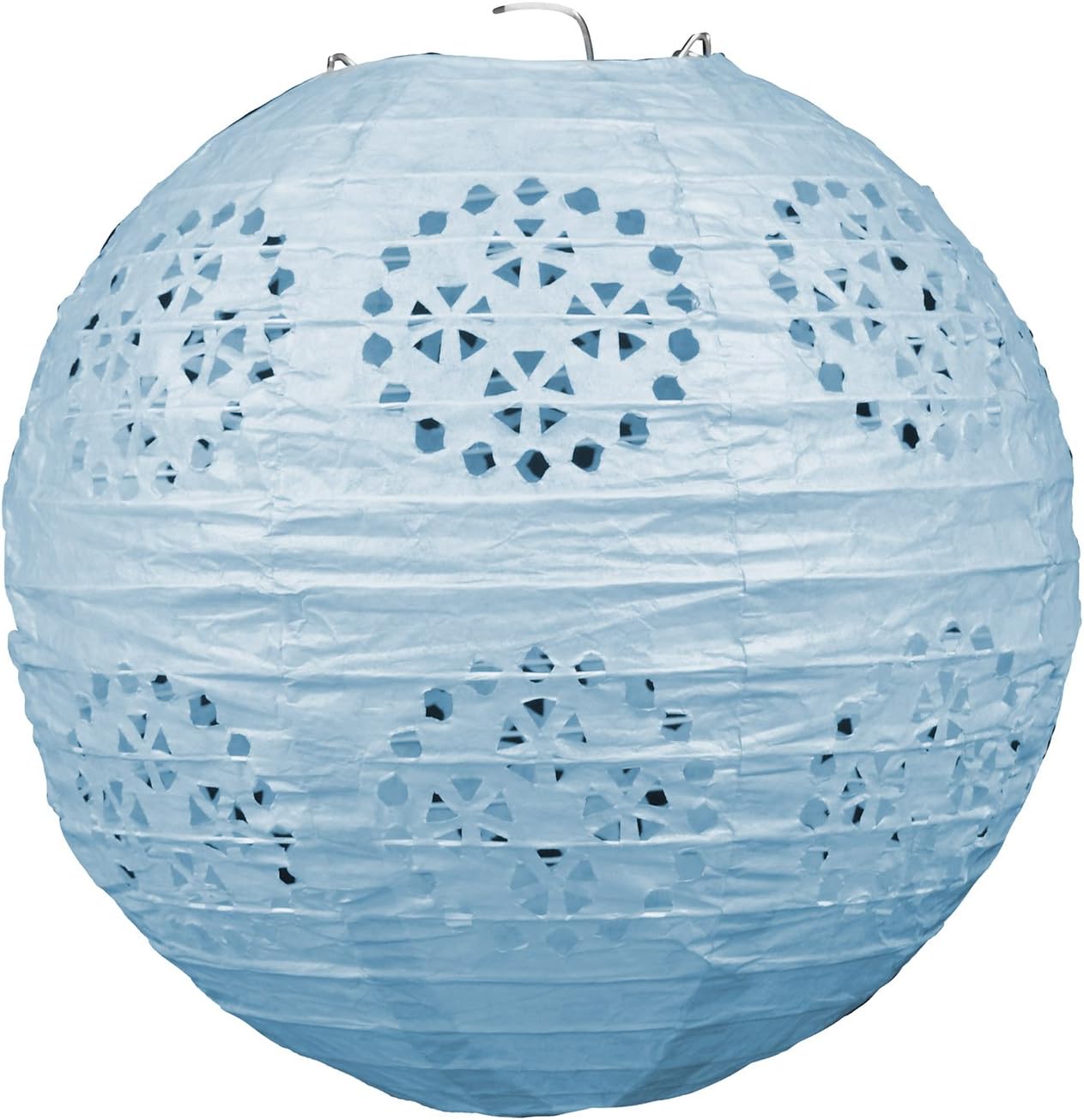 Light Blue Lace Paper Lanterns - Set of 3 Hanging Decorations for Baby Showers & Spring Parties