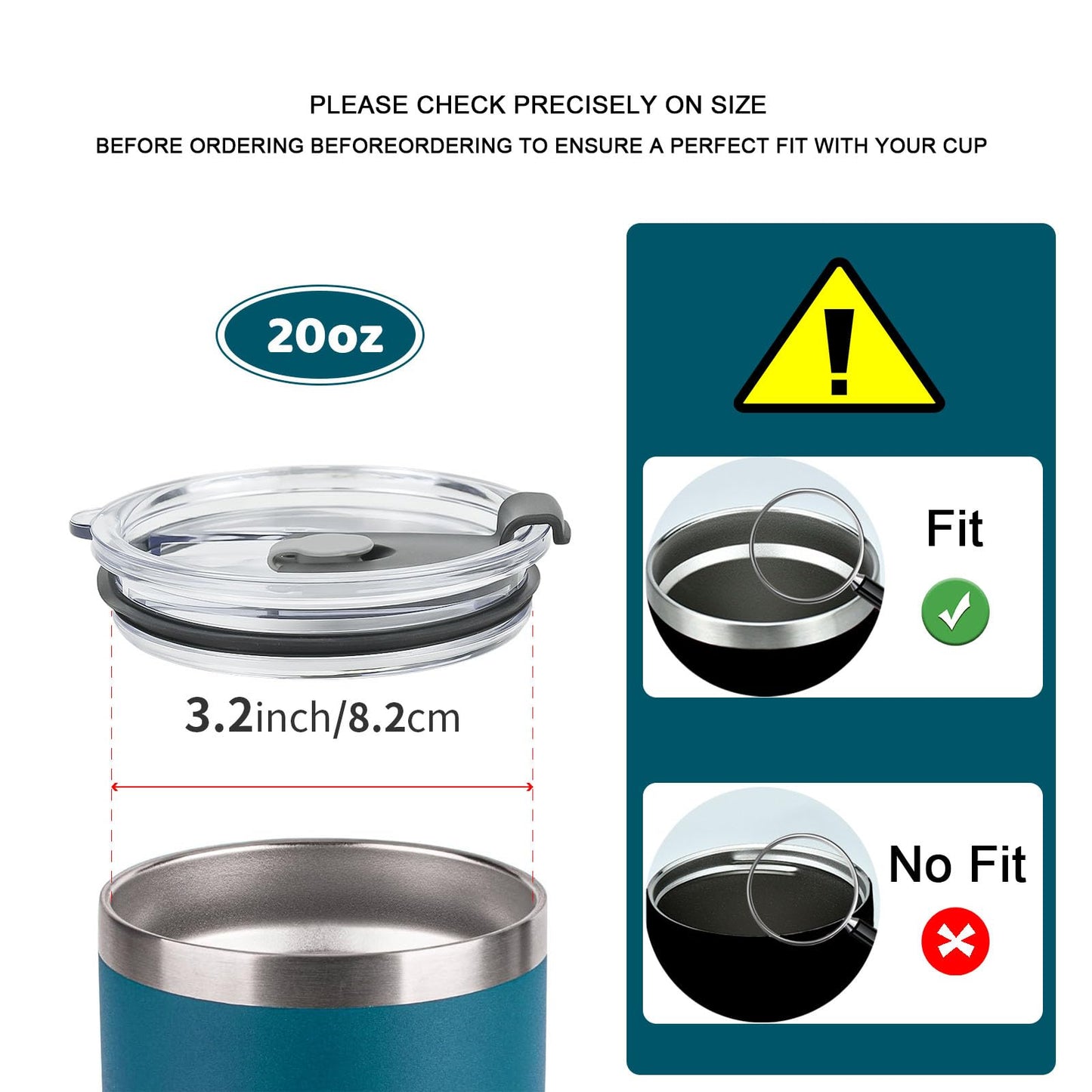 Replacement Flip Lids for 20 oz Insulated Tumbler,2 Pack Covers Spill Proof Splash Resistant Tumbler Lid,Compatible with Yeti/Ozark Trail/Sunwell and More Brand 20 oz Tumbler
