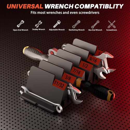 32 PCS Modular Wrench Organizer Wrench Holder - Wrench Tool Organizers for Tool Drawer Storage, Wrench Storage Set with Metric & SAE Label, Wrench Rack Tool Gift for Mechanics, Father, Men, Black