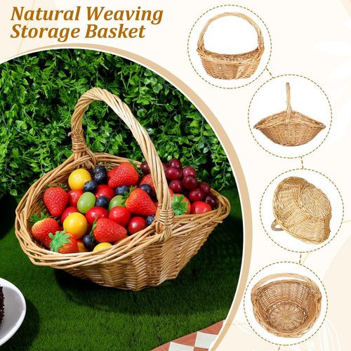 Abaodam Wicker Picnic Basket - Stylish Willow Design with Handles for Weddings, Camping & Storage