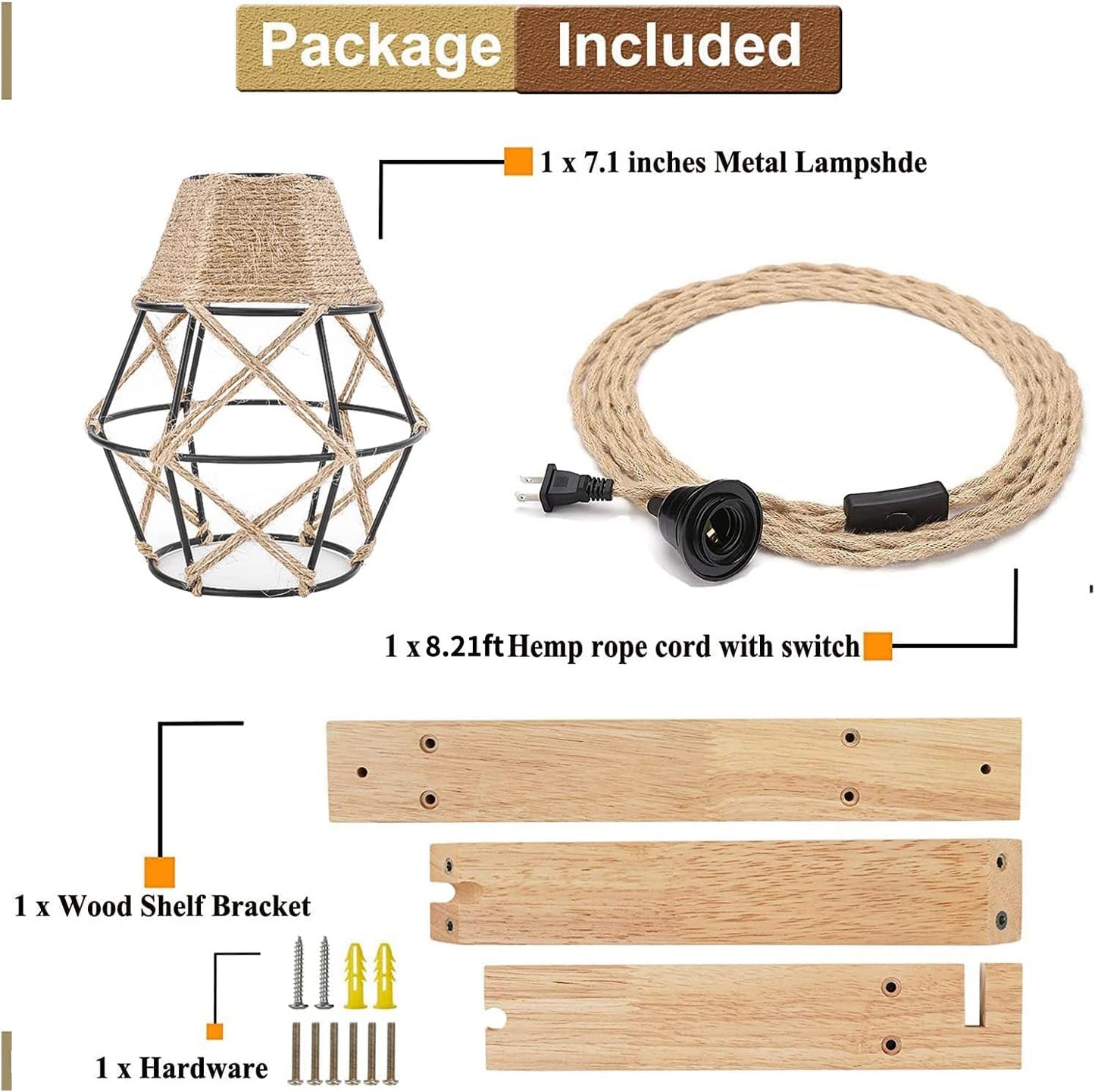 Frideko Wood Wall Sconces Set of Two Plug in, Rustic Wall Lamp with Plug in Cord, Farmhouse Wall Light Fixtures with 8.21FT On/Off Switch Cord, Indoor Sconces Wall Lighting for Bedroom Living Room