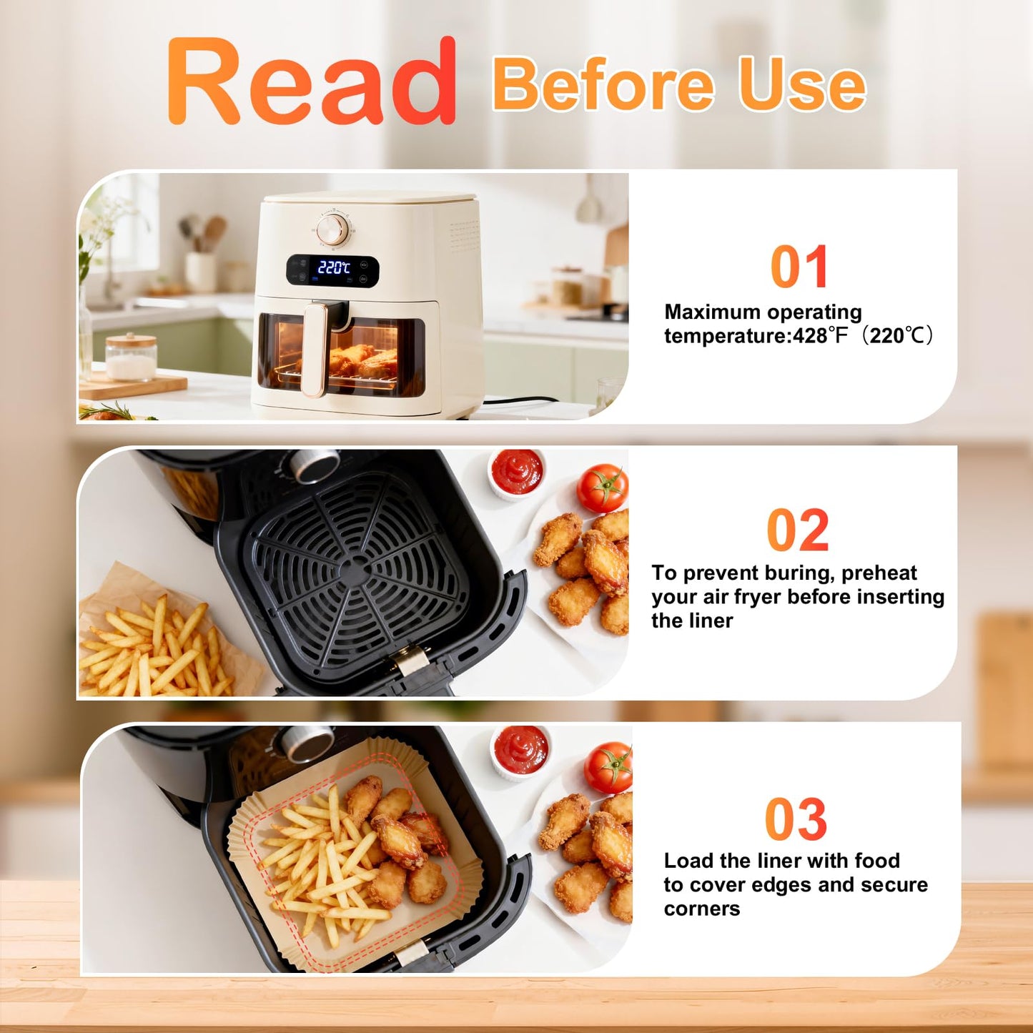 400 Pcs Air Fryer Liners Disposable, 8” Square Unbleached Heavy Duty Air Fryer Paper Liners, Parchment Paper for 5-8 qt Airfryer Basket, Non-Stick & Non-Leak Airfryer Liners for Deep Fryer Accessories