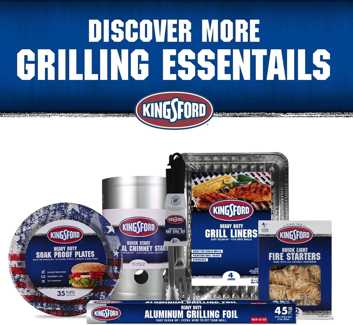 Kingsford Extra Wide Aluminum Foil Roll, Durable, Heavy Duty Grilling Foil for BBQ, Baking, Roasting, Food Storage, Grill Grate Coverage, and Larger Cuts, 18 Inch x 100 Sq Ft