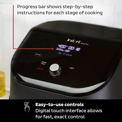 Instant Pot Vortex Plus 6QT Air Fryer - Clear Windows, 6-in-1 Functions, Custom Programs, Black