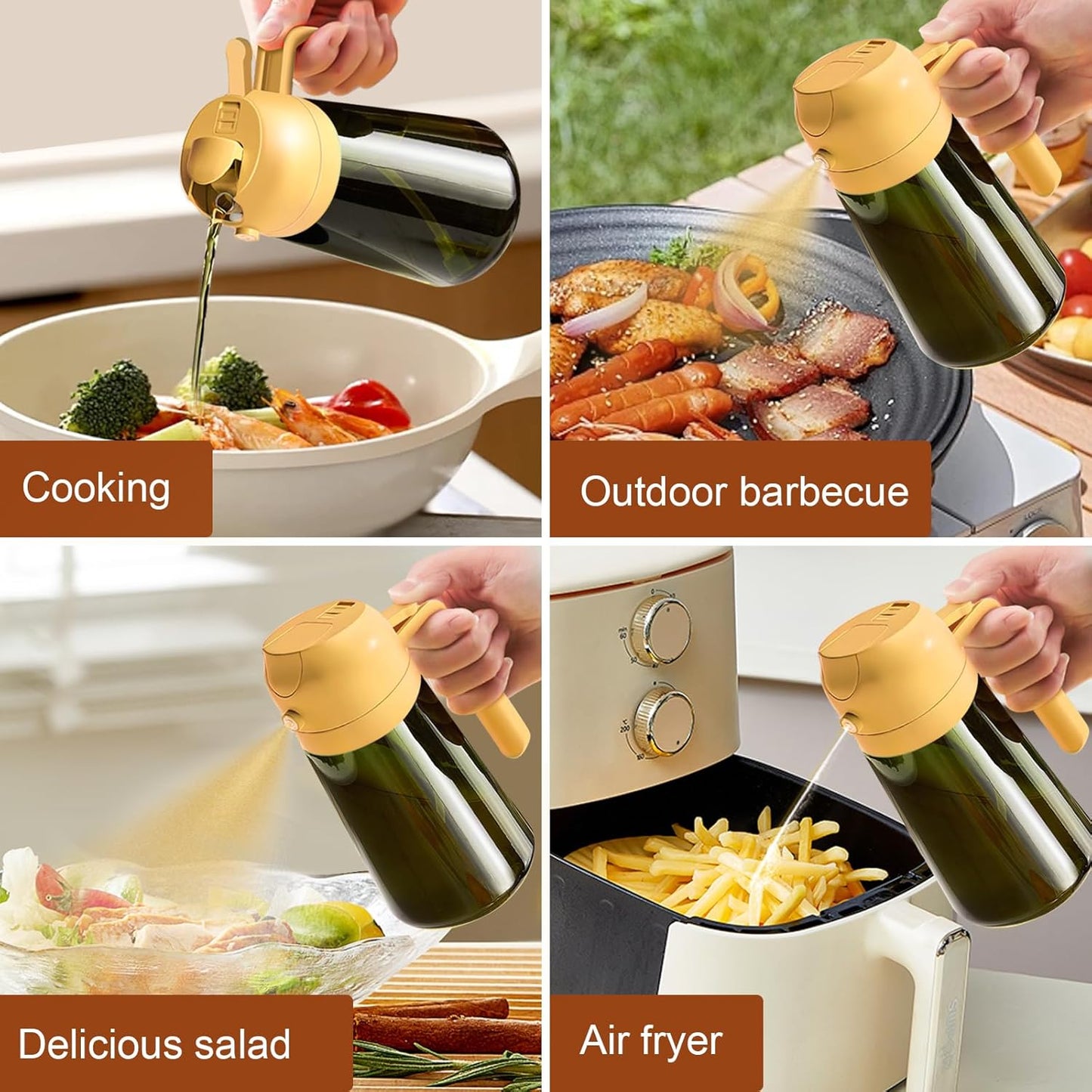 YARRAMATE 2PCS 16oz Olive Oil Sprayer - Food-Grade Glass Dispenser for Cooking | Dark Green & White