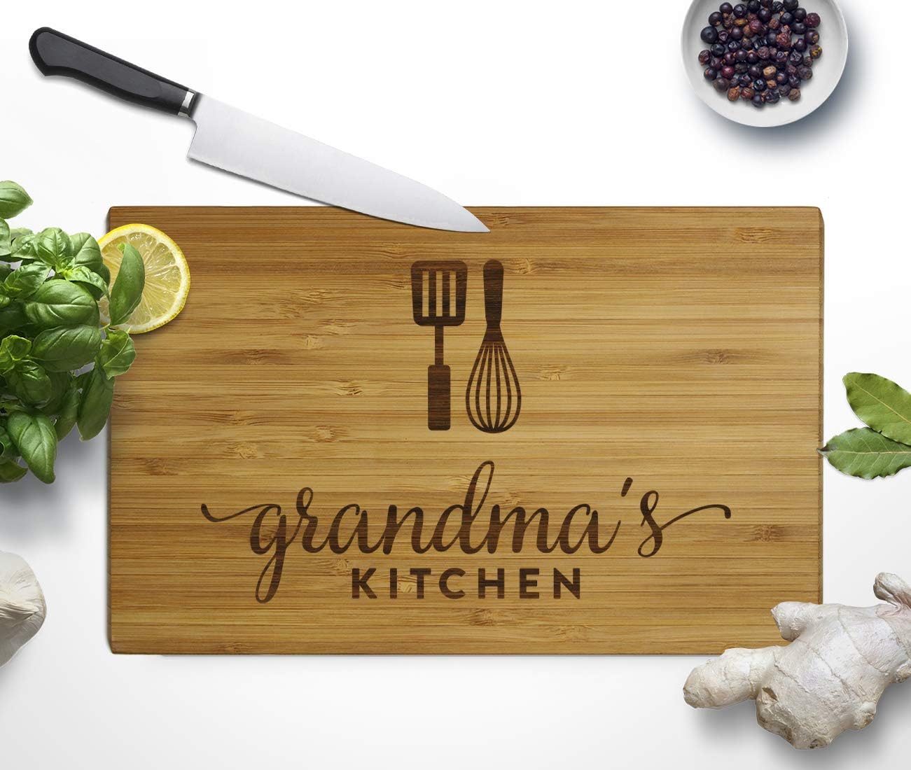 Personalized Bamboo Cutting Board - 9.5x6 Inch Engraved Gift for Grandma's Kitchen