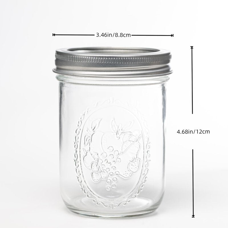 Lonriva 12 Pcs 16oz Wide Mouth Mason Jars, Glass Jars with Silver Metal Lids, Canning Jars for Overnight Oats, Food Storage, Dry Food, Snacks, Candies and More