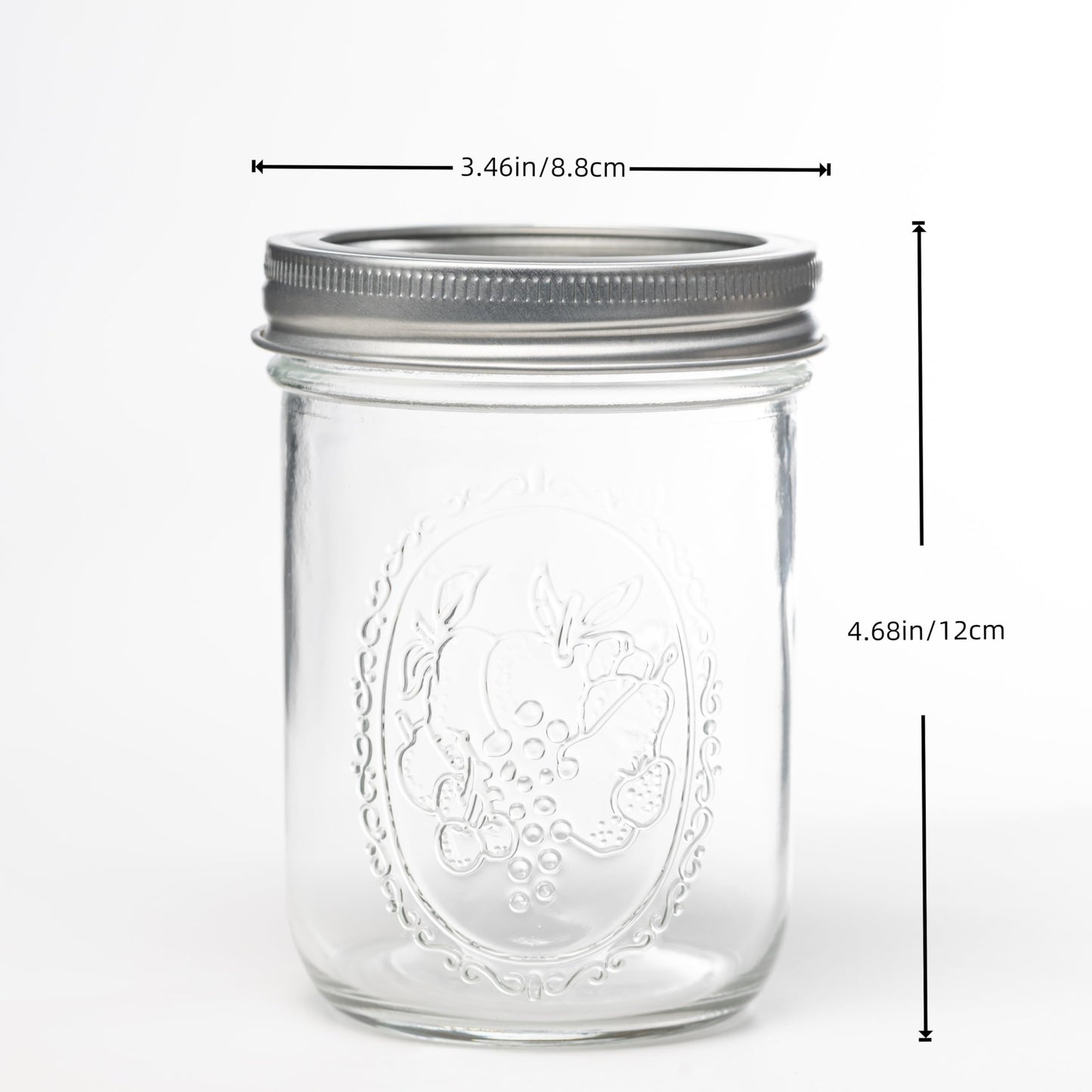 Lonriva 12 Pcs 16oz Wide Mouth Mason Jars, Glass Jars with Silver Metal Lids, Canning Jars for Overnight Oats, Food Storage, Dry Food, Snacks, Candies and More