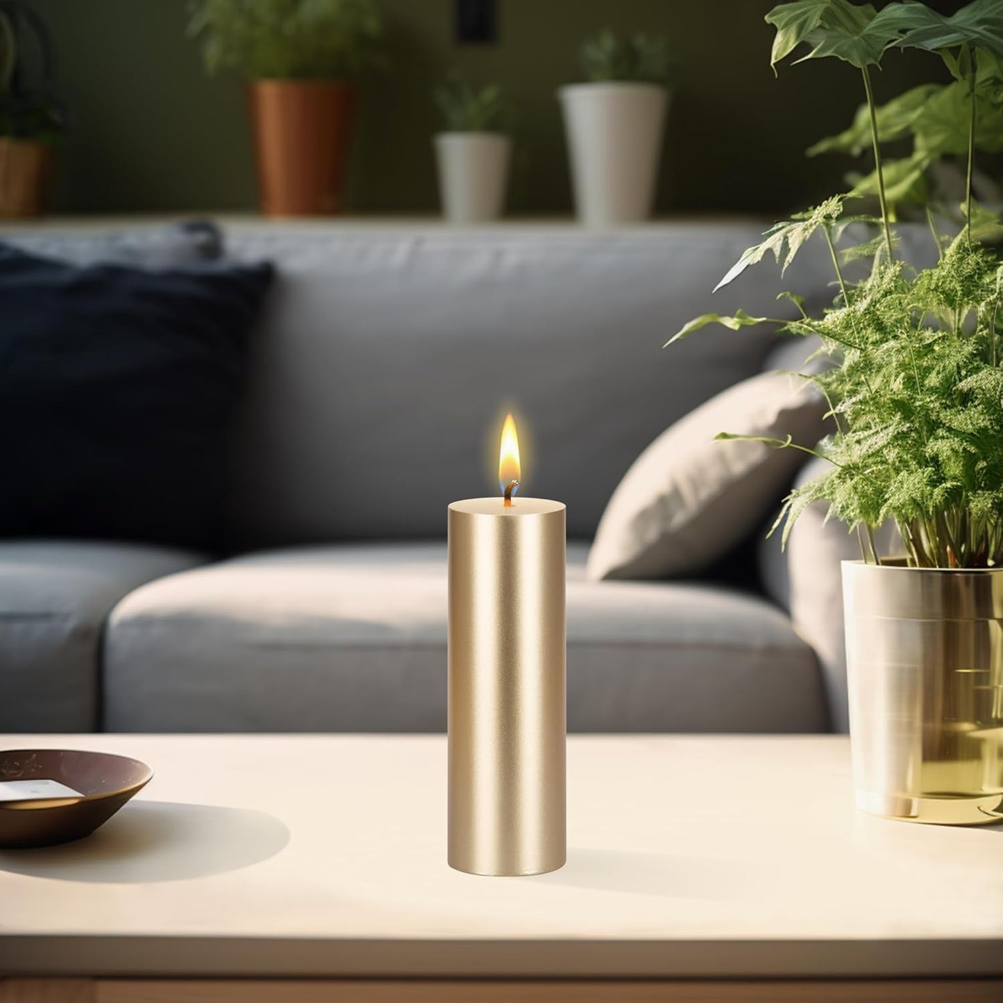 Unscented Black Pillar Candle - 2x6 Inch Hand Poured Premium Wax for Home Décor & Events