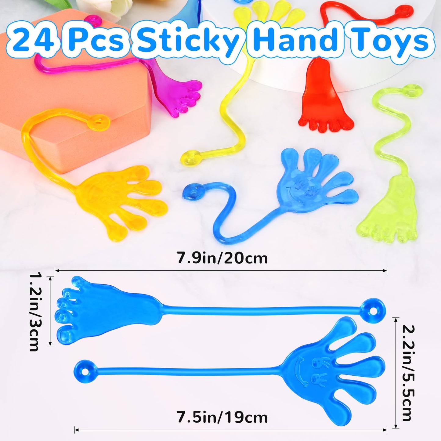 VICROIC 24PCS Sticky Hands Toys for Kids, Stretchy Goodie Bag Stuffers Toy for Party Favor Supplies, Sticky Toys for Boys Girls Classroom Prizes (Handfeet)