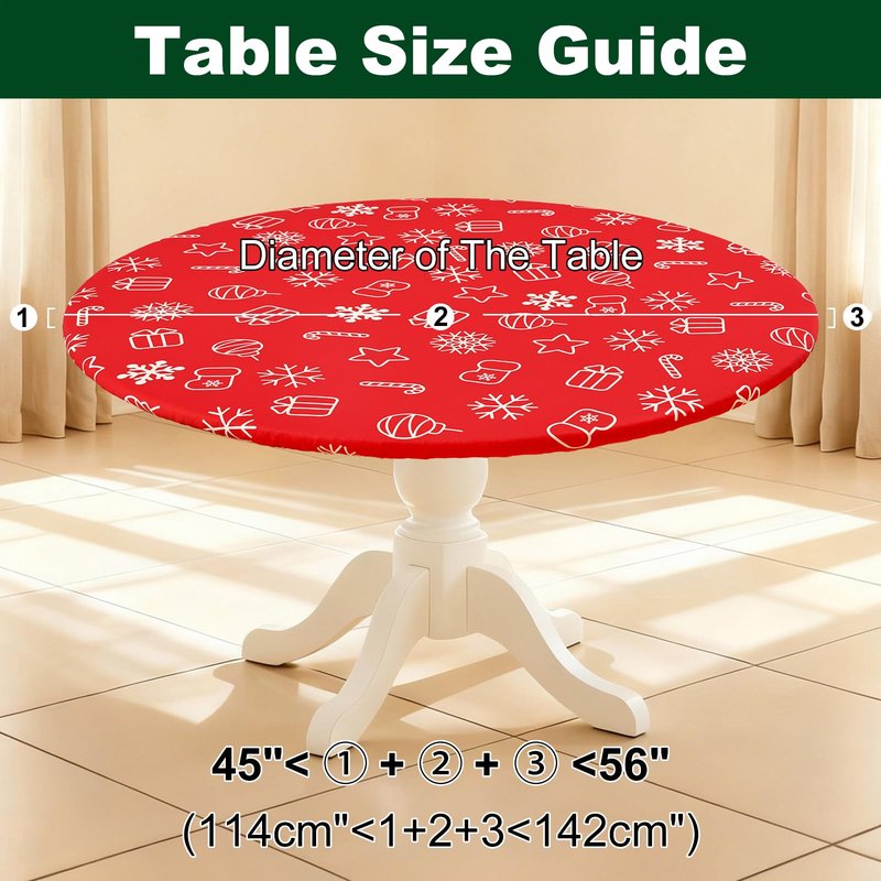 Smiry Round Spandex Tablecloth, Elastic Fitted Washable Tablecloths for 45"-56" Tables, Waterpoof Stretch Picnic Table Cover for Dining, Indoor and Outdoor, Snowflake