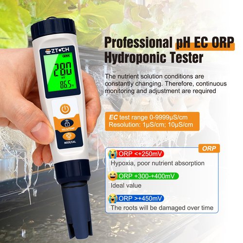 Hydrogen Water Tester pH H2 ORP Meter, Hydroponic pH TDS EC Meter, 6 in 1 pH H2 ORP TDS EC Temp Tester for Drinking Water and Pool, Dissolved Hydrogen Tester for Hydrogen Water Bottle