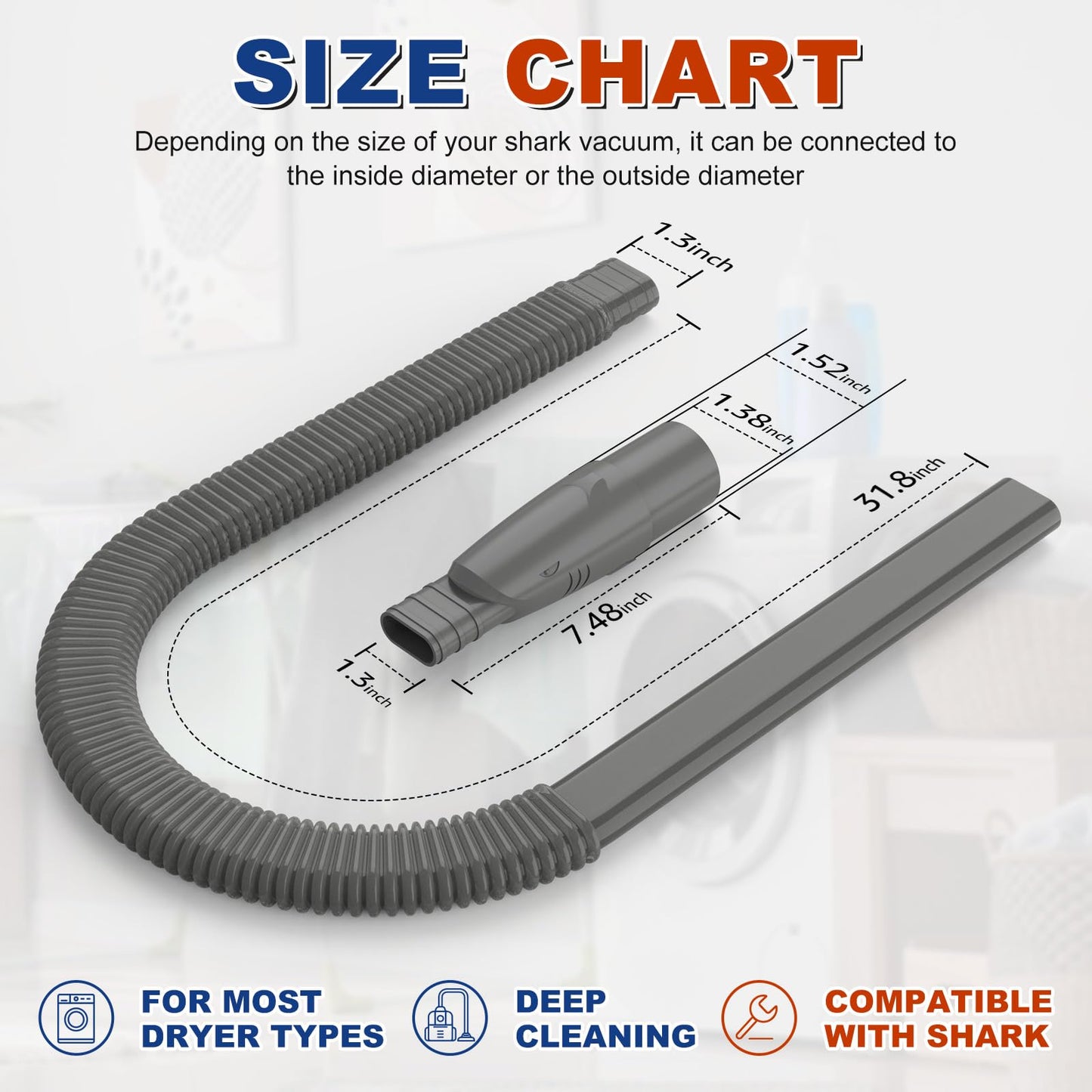 Sealegend Dryer Vent Cleaner Kit Compatible with Shark Vacuum,Dryer Lint Vacuum Hose Attachment for Series NV350, NV351, NV352, NV353,NV360,NV500, NV501 and Standard Vacuum Hose