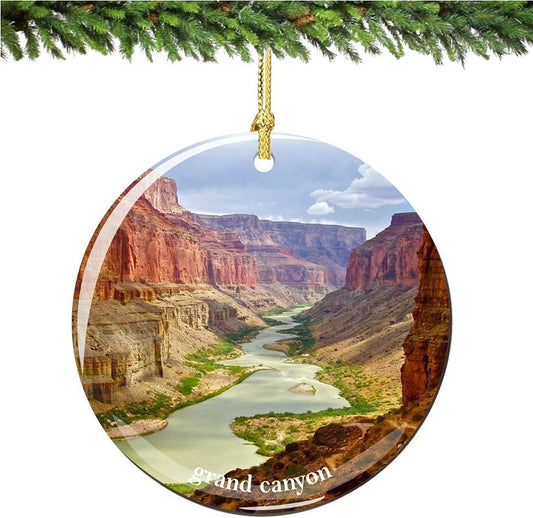 Grand Canyon Double-Sided Christmas Ornament - 2.75" Porcelain Holiday Decor