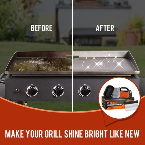 AWEASROY Griddle Cleaning Kit - Essential Flat Top Grill Tools with Stone, Scraper & Brush