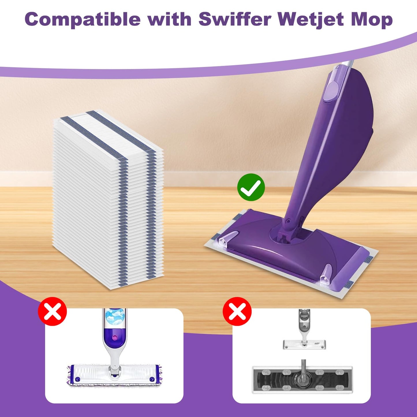 40 Pack Disposable Mop Pads Refills Compatible with Swiffer WetJet, Swiffer Wet Pads Refill, Multi Surface Floor Mop Pads