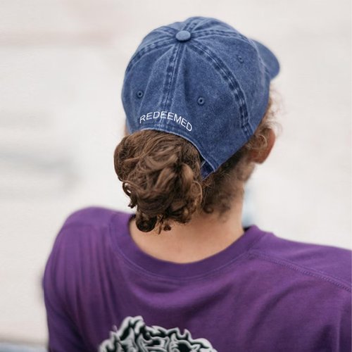 Giavuwn Christian Redeemed Cross Nails Hats for Men Women, Vintage Adjustable Cotton Embroidered Front & Back Baseball Cap, Gift for Christian-Navy