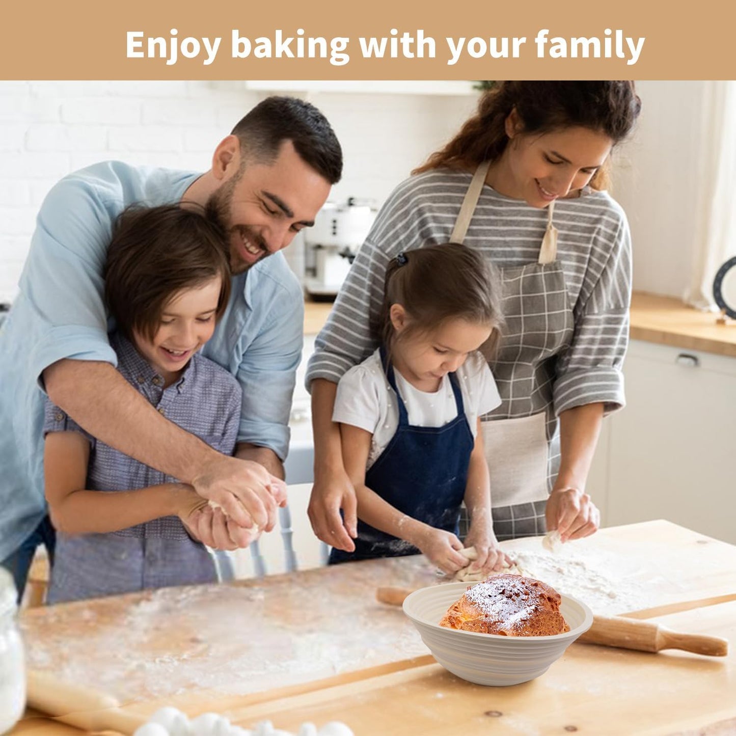 Skiennix Silicone Banneton Bread Proofing Baskets - 10" Oval & 9" Round Non-Stick Dough Bowls | BPA-Free Sourdough Baking Supplies