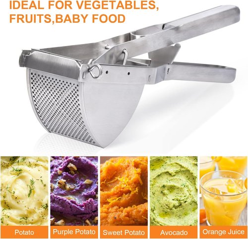 CUGLB Stainless Steel Potato Ricer - Professional Kitchen Tool for Creamy Mashed Vegetables