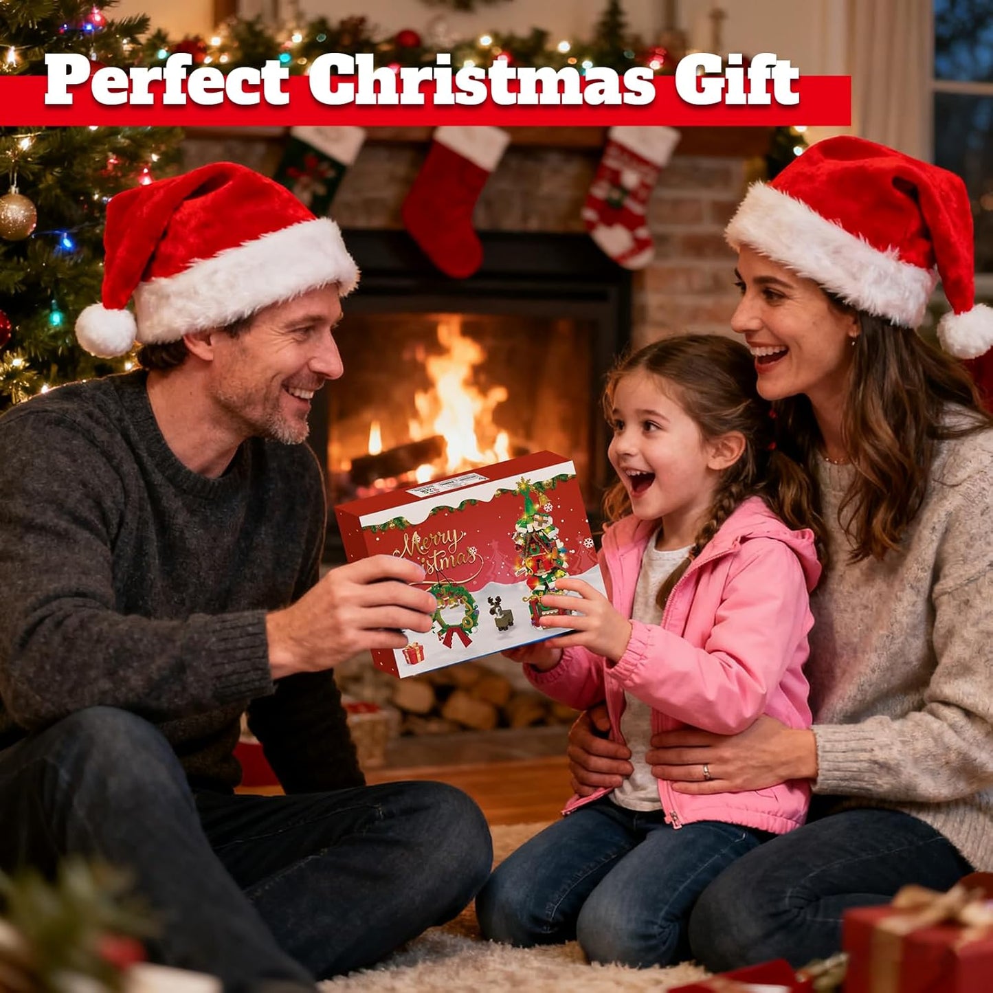 Advent Calendar 2025 - Christmas Tree House Building Set with LED Lights & Reindeer | 24-Day Countdown Kit