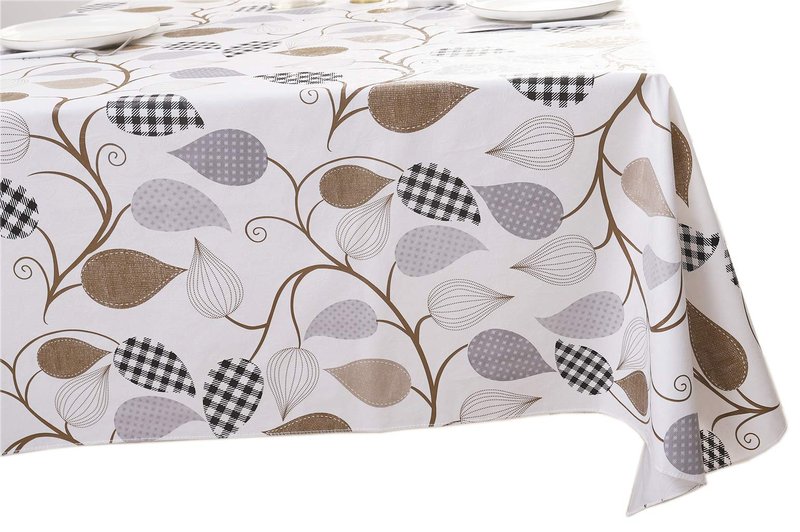 Walrus Heavy Duty Vinyl Tablecloth with Flannel Backing Waterproof Oil-Proof Plastic Table Cloth Stain-Resistant Wipeable Rectangle or Square Table Cover for Indoor and Outdoor (Leaves, 60X102 Inch)