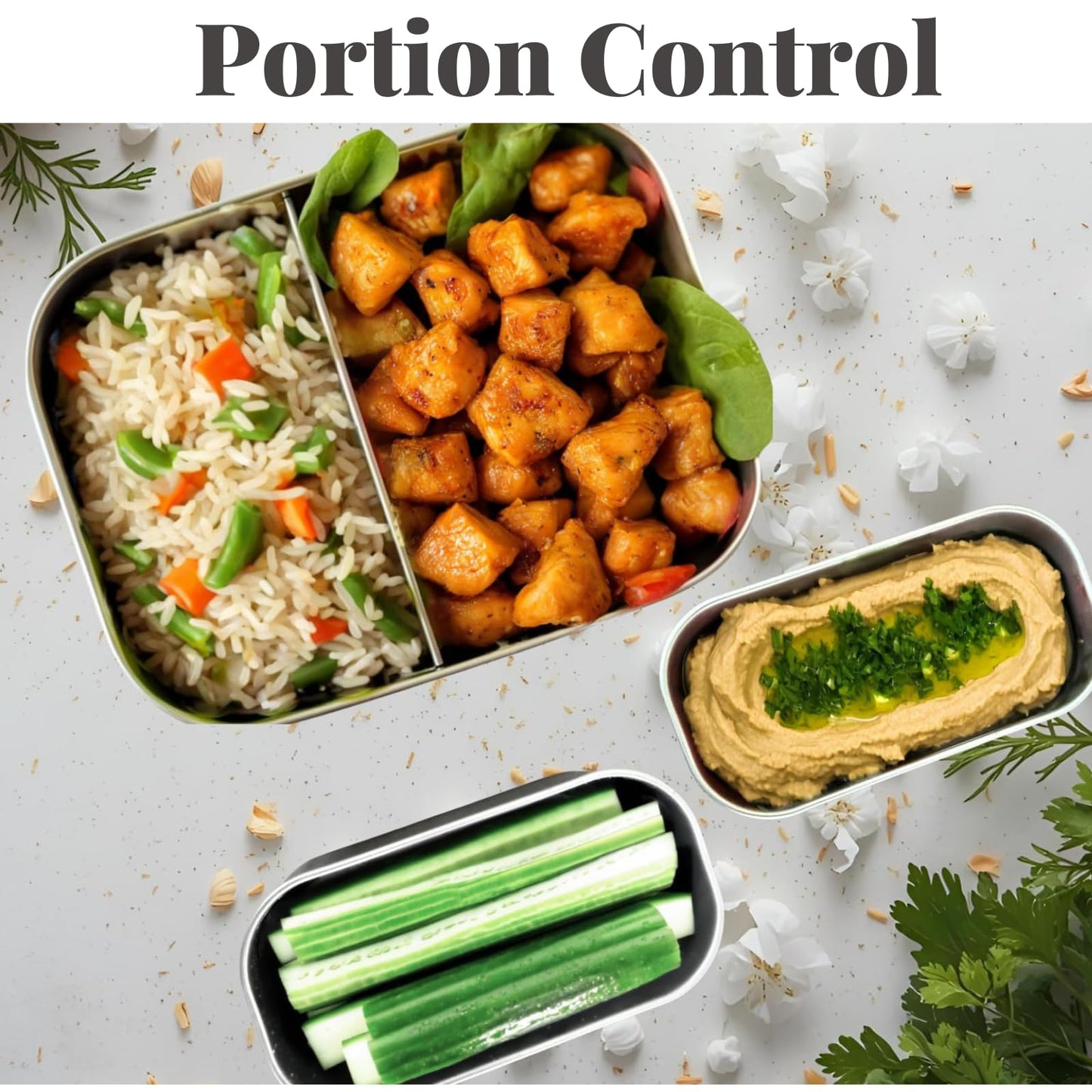 Modaniam 27 OZ Leak proof Stainless Steel Lunch Box containers, Stainless Steel Lunch Containers, Bento box, Metal Lunch Containers, Snacks container, Black, Small - 27 Oz+ 2 * 6.5Oz